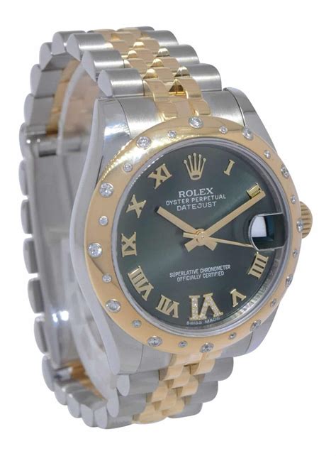 rolex reference 178343|Rolex Datejust 18k Yellow Gold/Steel Olive Green & Diamond VI .